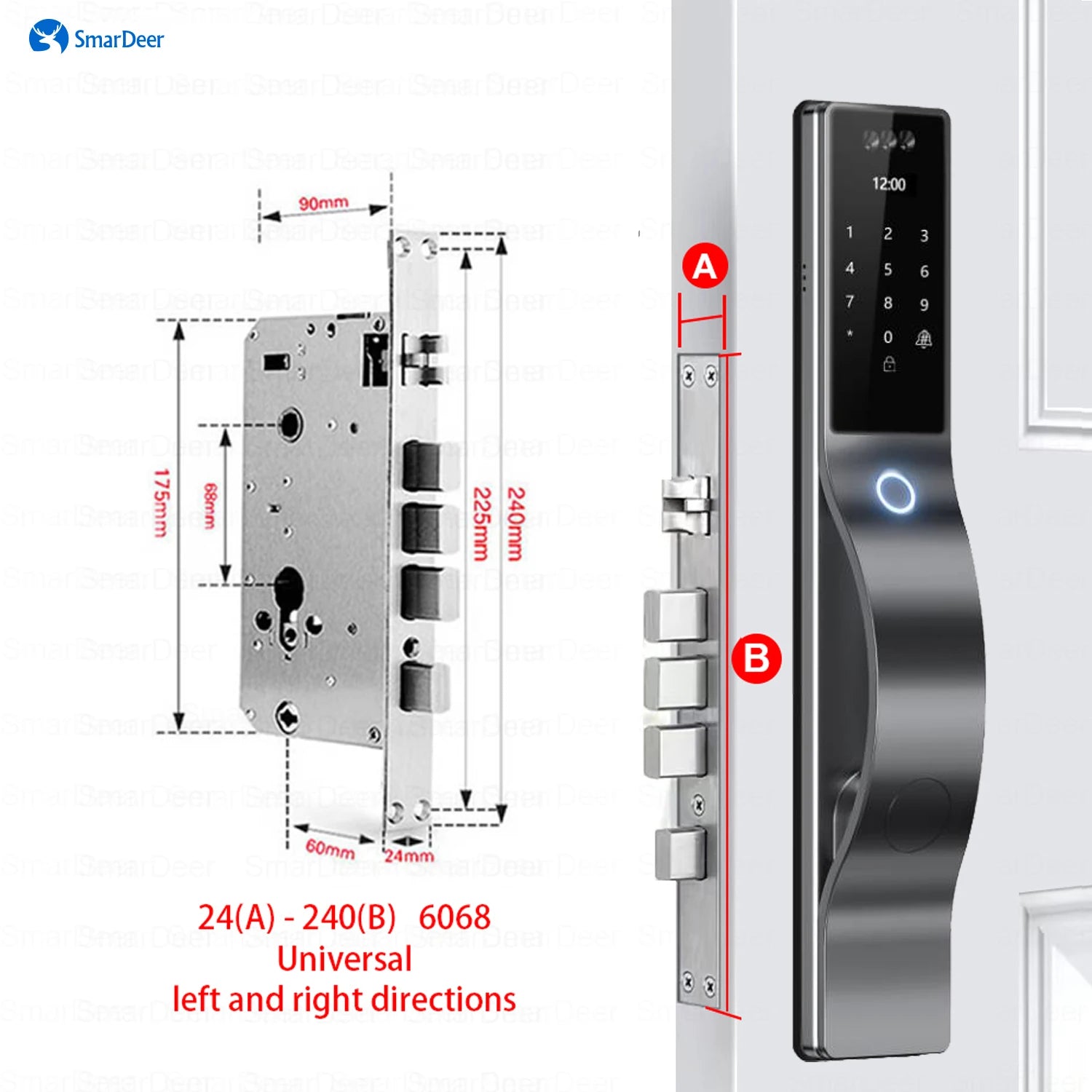 SmaerDer Smart Lock Facial Recognition Lock Fingerprint Magnetic Card Password Fully Automatic Electronic Lock with Camera