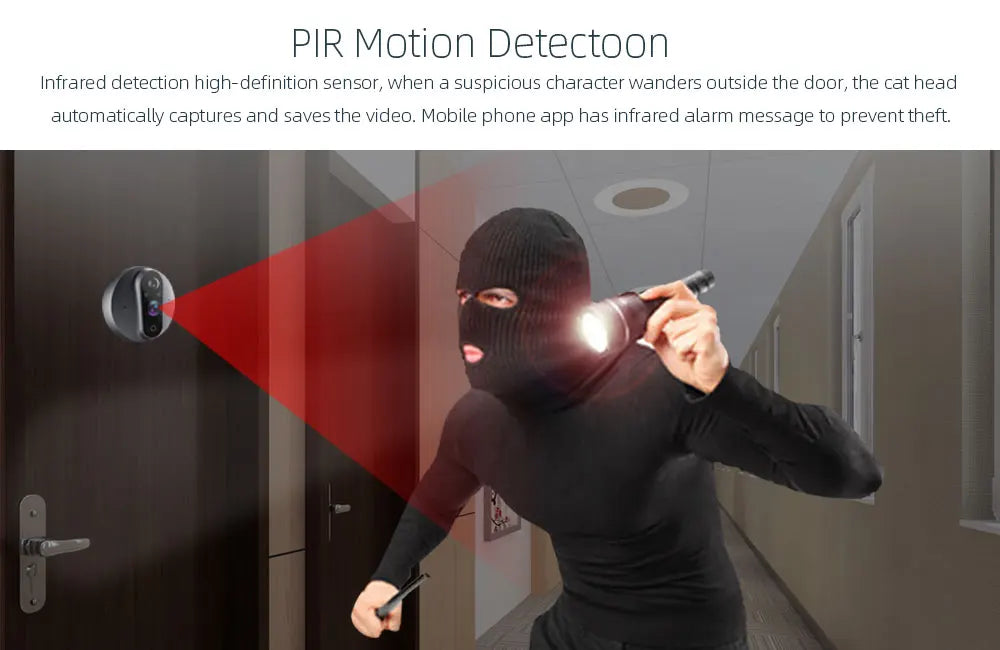 Yuezhe Tuya 3MP Peephole Smart WiFi Doorbell with Camera 4.3inch 1080P Eye 5000mAh PIR Motion Alarm Alexa Bell for Home