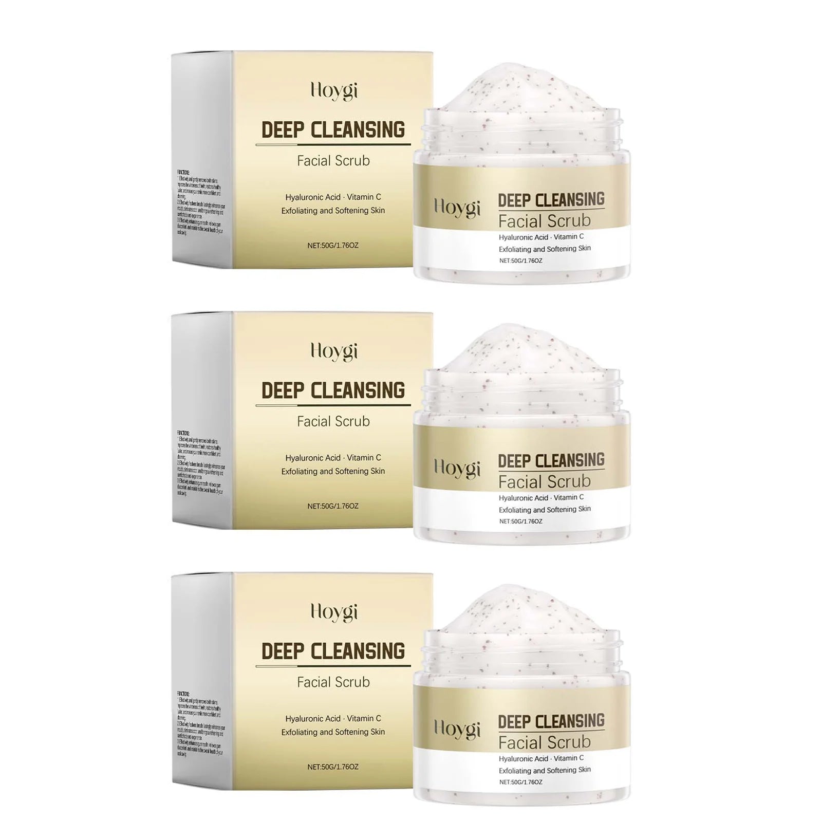 Deep Cleansing Facial Scrub – Pore Refining Exfoliator by Tidesmit Scrubs Treatments 3 x 50g Boxed Tidesmit