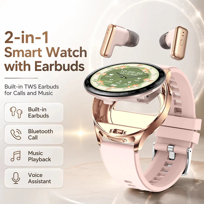 LIGE New 2-in-1 Smart Watch with TWS Bluetooth Earphones Heart Rate Blood Oxygen Monitor New Sport Fitness BT Call Music Watches