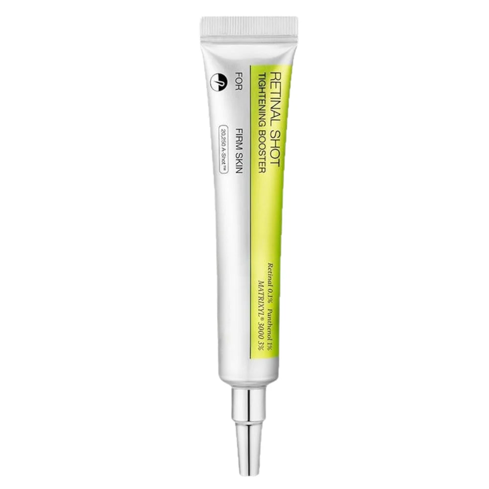 Single white and lime green serum squeeze tube with narrow nozzle