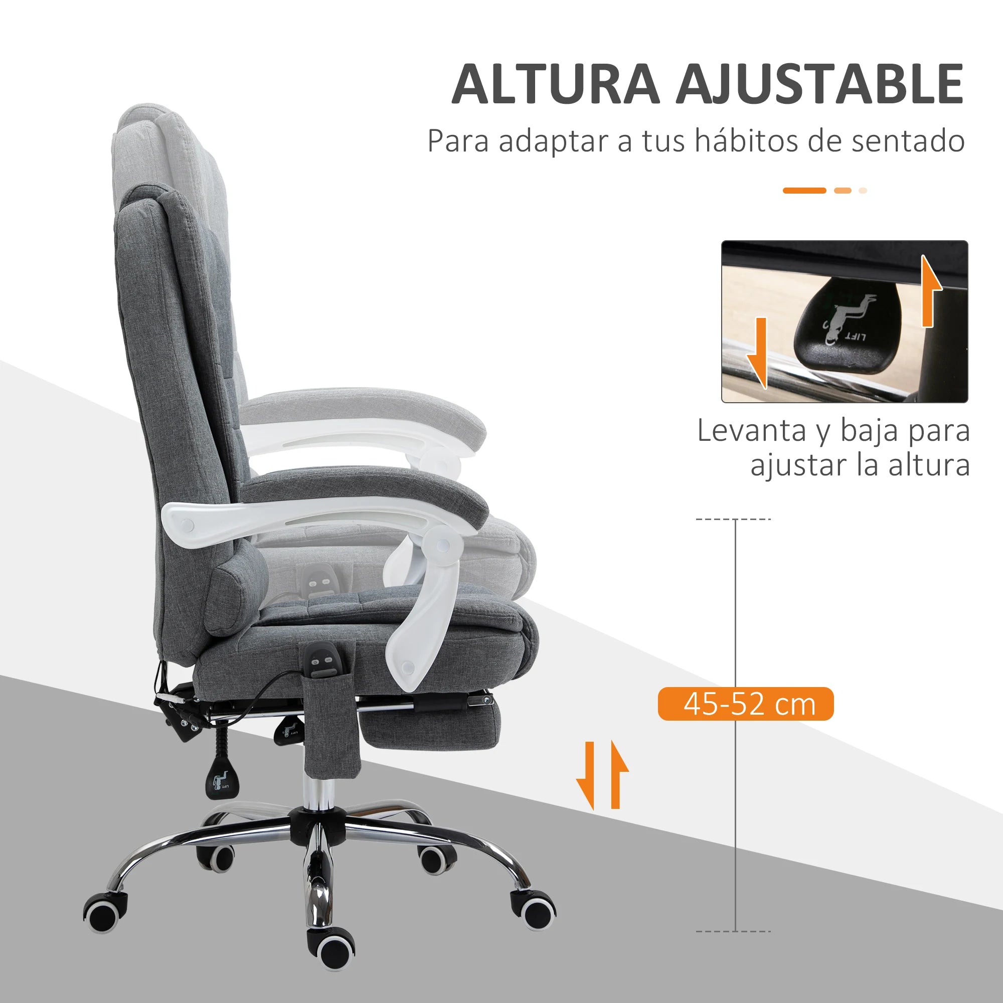 Massage Office Chair with 6 Vibration Points & Heat Therapy - Grey Massage Chairs Tidesmit