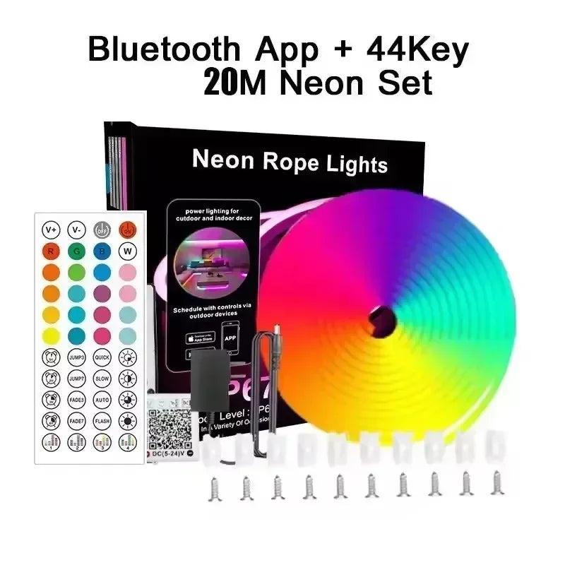 DC24V RGB LED Neon Rope Lights App Remote Control Waterproof Neon Light Strip Flexible Led Strip Lights for Indoor Outdoor Decor