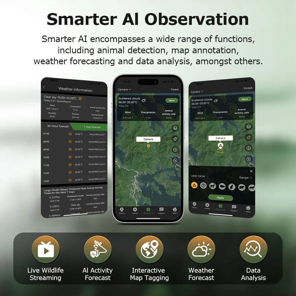 INQMEGA 24MP Dual Lens Solar 4G GPS Hunting Trail Camera AI PIR 180° Wide Angle Night Vision IP66 Outdoor Wildlife Camouflage