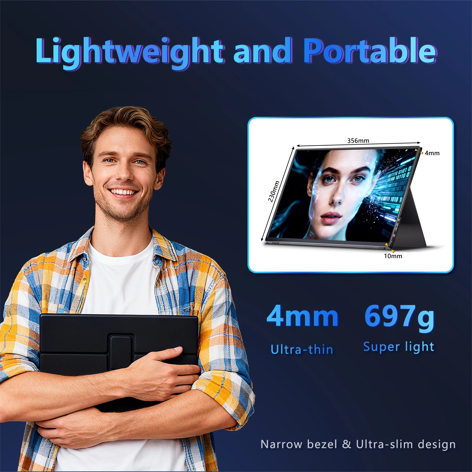 16" 2.5K 165hz 144hz Portable Monitor 1920*1200 16:10 100%sRGB 450Cd/m² Travel Gaming Display for Laptop Switch ps4 ps5 Xbox
