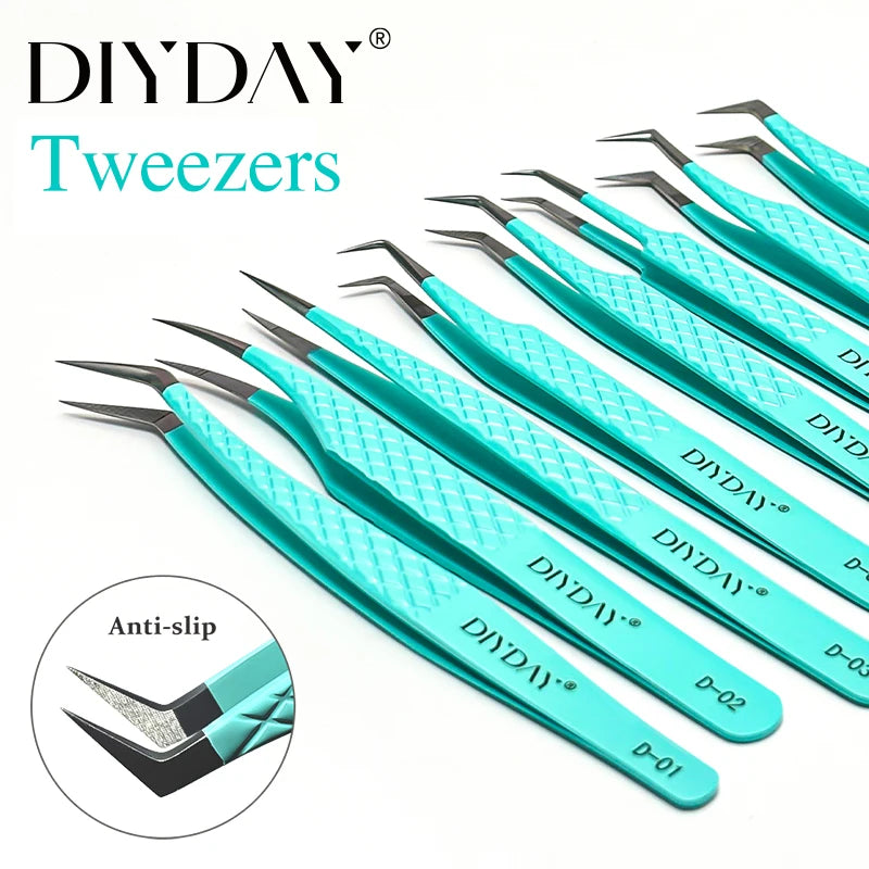 Eyelash Extension Tweezers D-01 | Precision Fiber Tip for Salon Results False Eyelashes Tidesmit