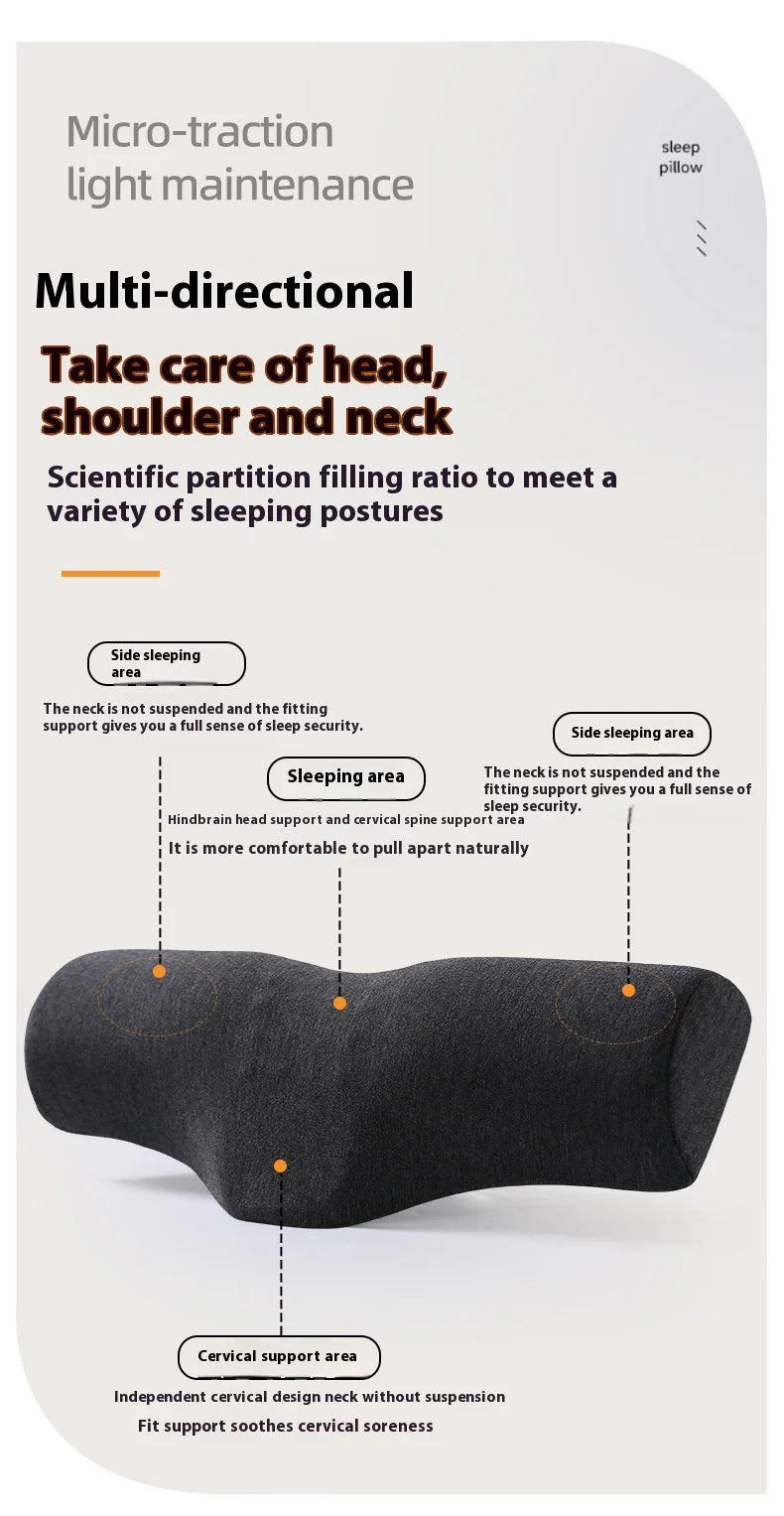 Cervical Memory Foam Pillow - Ergonomic Neck Pain Relief (Dark Gray) Relaxation Treatment Tidesmit
