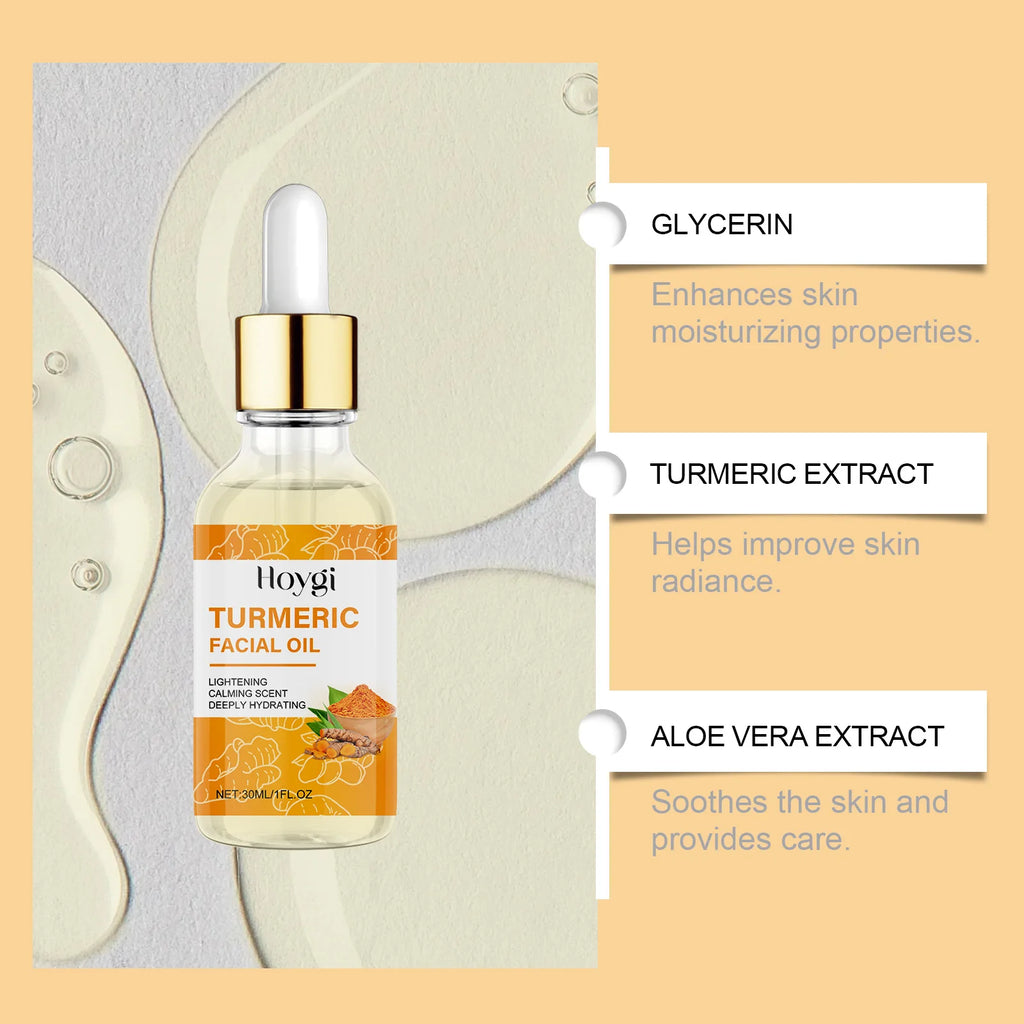 Turmeric Facial Essence Oil Nourishing Brightening Fade Dark Spot Skin Care Smoothing Firming Glowing Complexion Moisturizing