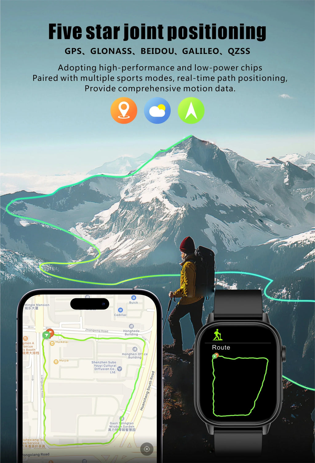 New Smartwatch Sports GPS tracker AMOLED Men Compass Military Outdoor Sports Bluetooth Call Watch 2.01 inch HD screen for Andrio
