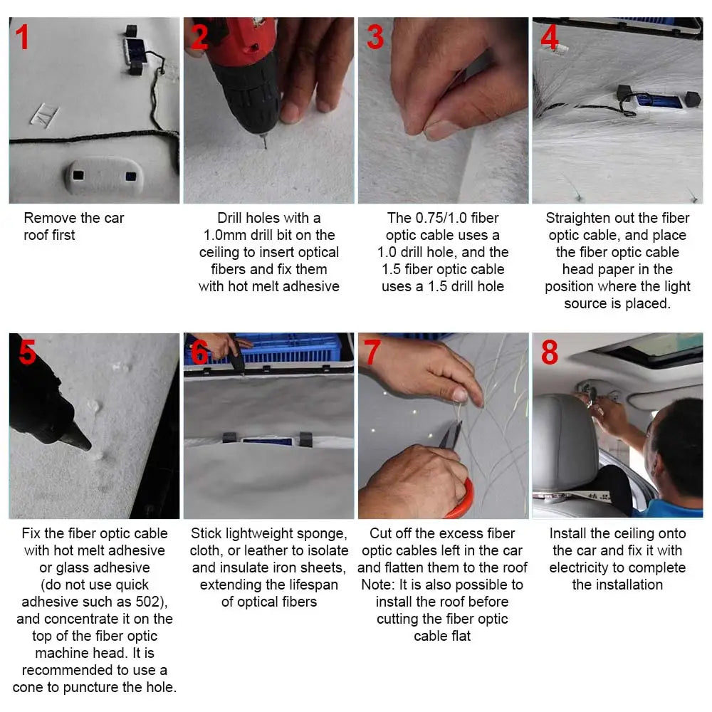 Fiber Optic Star Ceiling Kit - RGBW LED Car Roof Light System Tidesmit