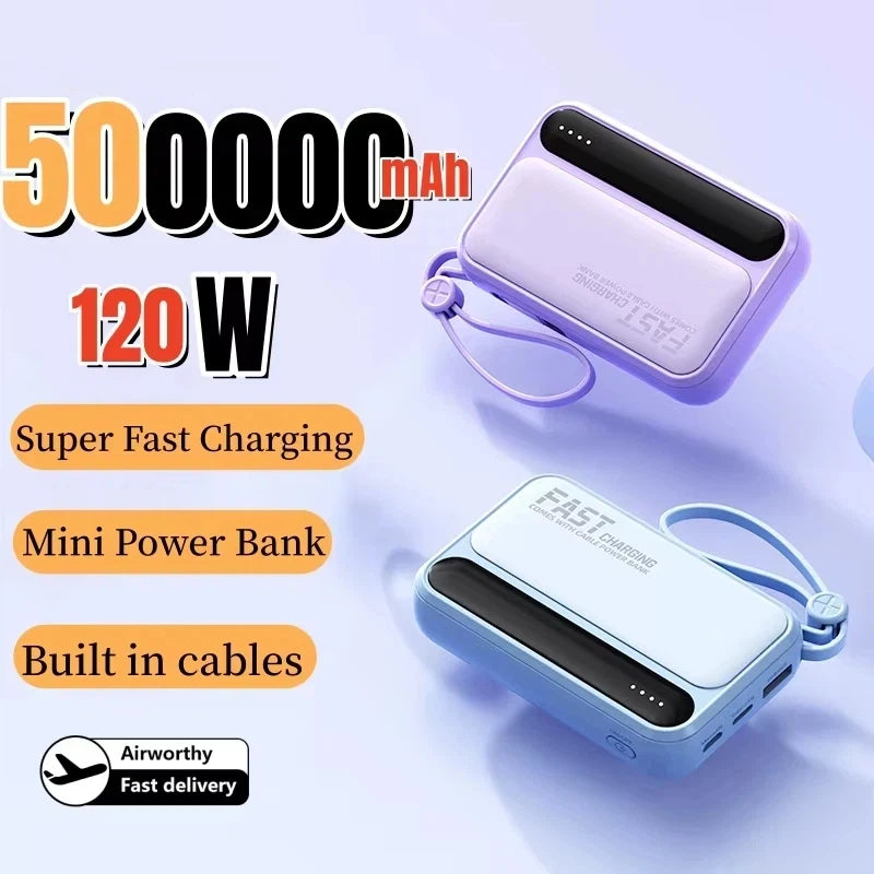 Portable Power Bank with Built-in Cables - Fast Charging 50000mAh Tidesmit