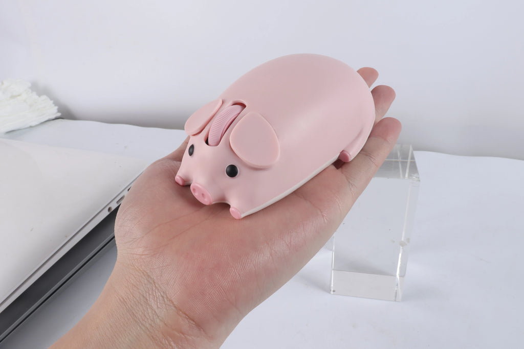 Cute 3D Little Pig Wireless Mouse 2.4G Bluetooth Dual-mode Silent For Women Office Laptop PC
