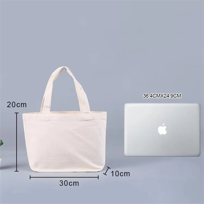 100PCS/Lot Custom Logo Natural Canvas Tote Bags – High-Quality Reusable Cotton Grocery Shopping Bags with Large Capacity