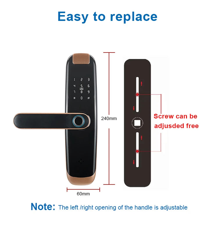 TUYA APP Compatible Smart Life App Unlock Smart Door Lock for Home Wood Door with Fingerprint Handle Combination Rfid Card