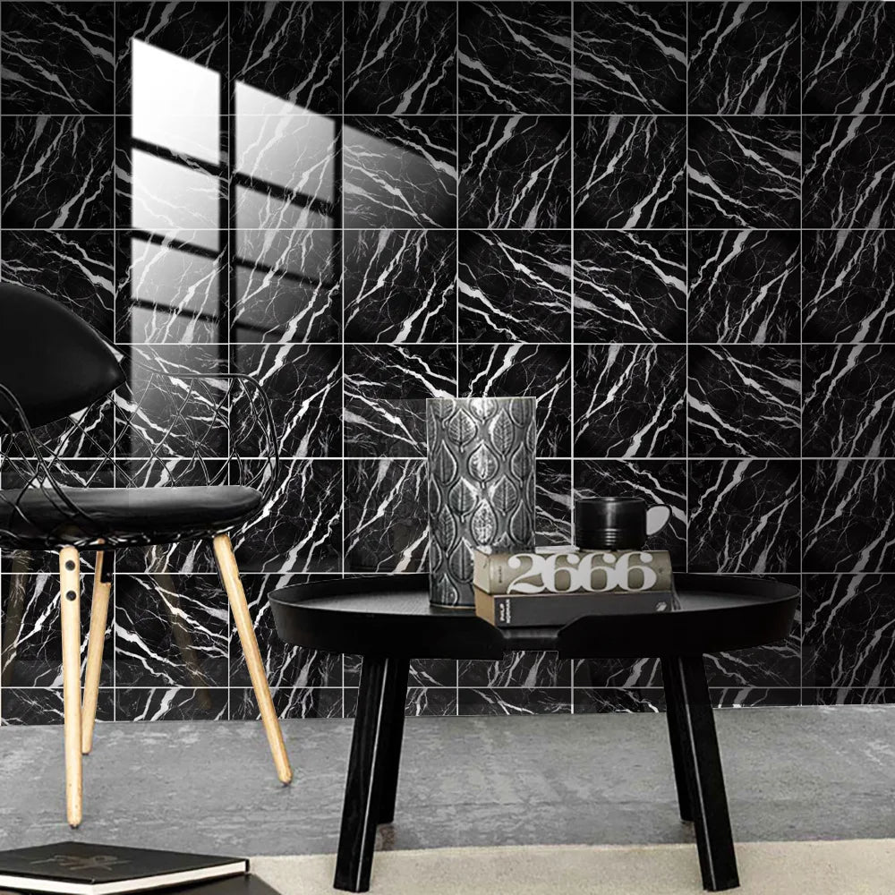 10pcs Crystal Tile Wall Stickers Self-Adhesive Kitchen Tiles PVC Backsplash Stickers Peel and Stick Bathroom Faux Stone Effect