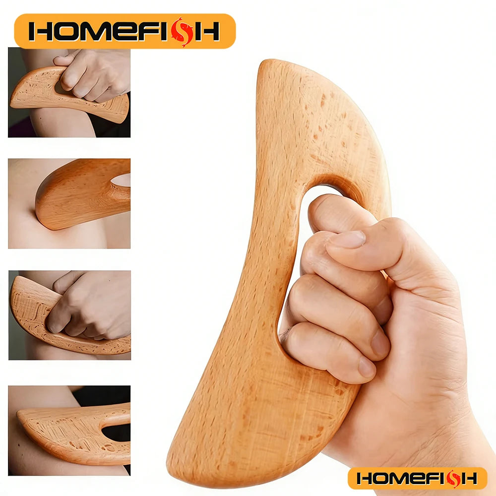 Wooden Gua Sha Scraping Tool | Half-Moon Ivory Body Massager Body Shaping Massage Equipment Tidesmit