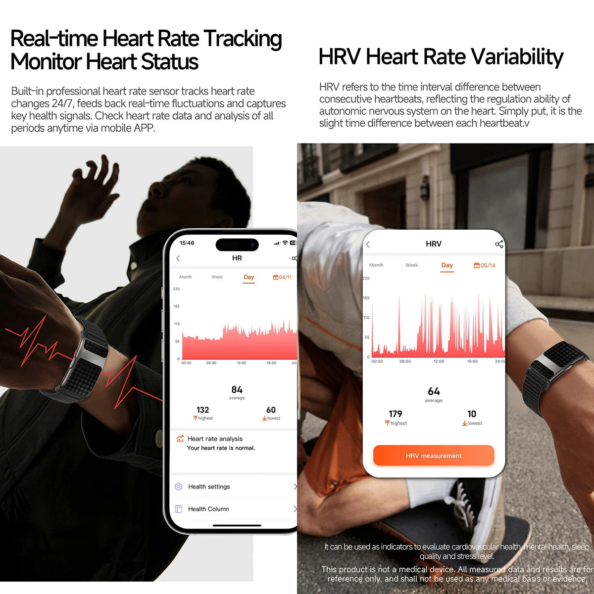 VWAR FLOW ECG Smart Fitness Bracelet Heart Rate Blood Oxygen Sleep Monitor Body Temperature Stress Tracker Women Men Health Band
