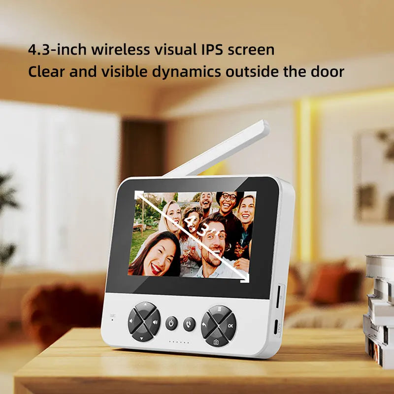 4.3 "Upgraded two-way wake-up infrared night vision video doorbell can be installed with indoor and outdoor electronic doorbells