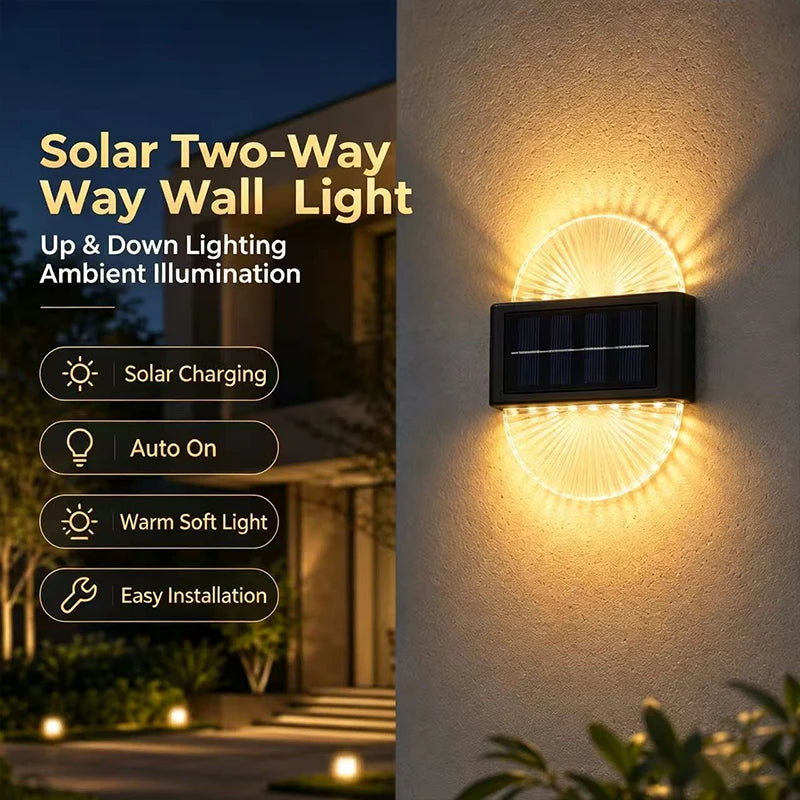 Solar Outdoor Light, Waterproof With Fan-Shaped Lampshade, LED Deck Lights For Patio, Garden, Villa, Wall, Terrace, Railing