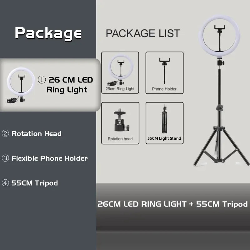 10 Inch LED Ring Light with Tripod for Professional Video Streaming Tidesmit
