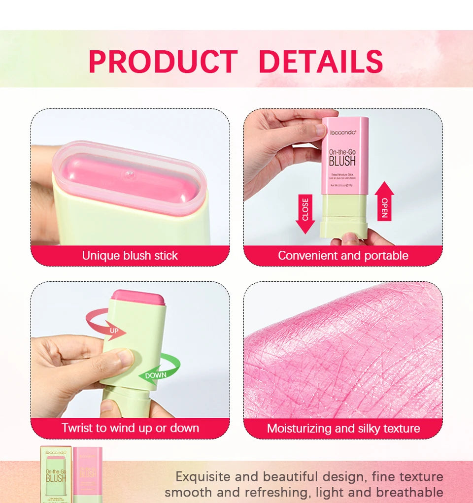 Tidesmit multi-functional blush stick cream rouge in shade swatch for radiant waterproof face makeup finish