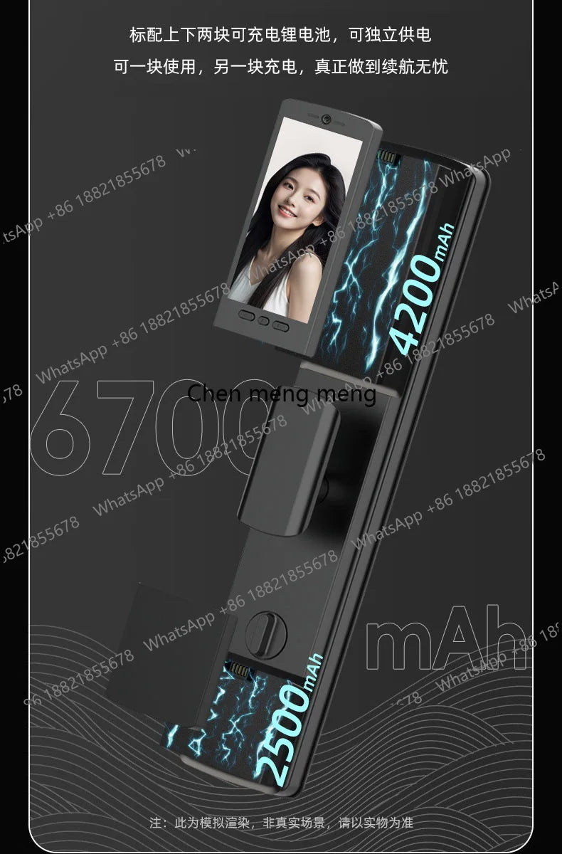 Fully automatic 3D visual facial recognition fingerprint, dual screen dual camera, home smart password lock