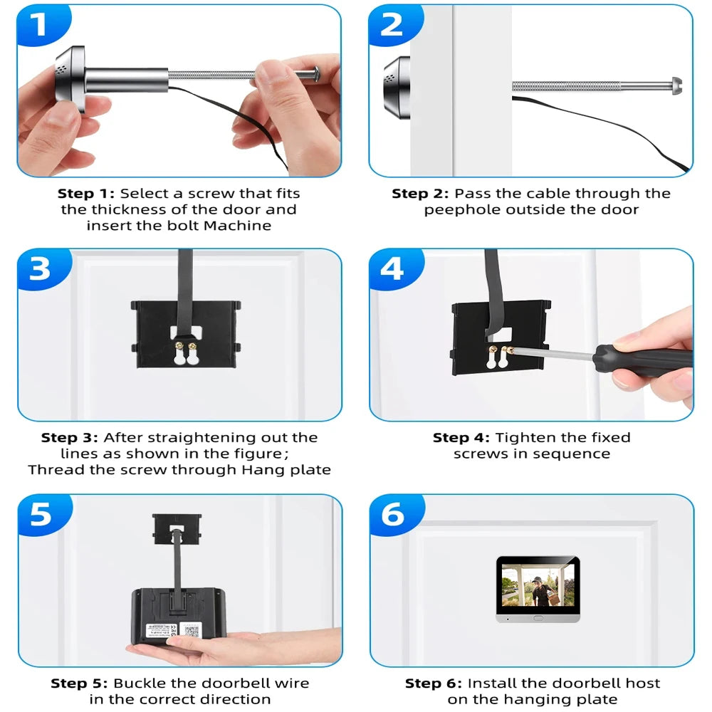 Tuya Smart Two Way Audio Door Eye Viewer With 3MP Camera Tuya 140 Degree Wide Angle Night Vision Video Door Phone Intercom