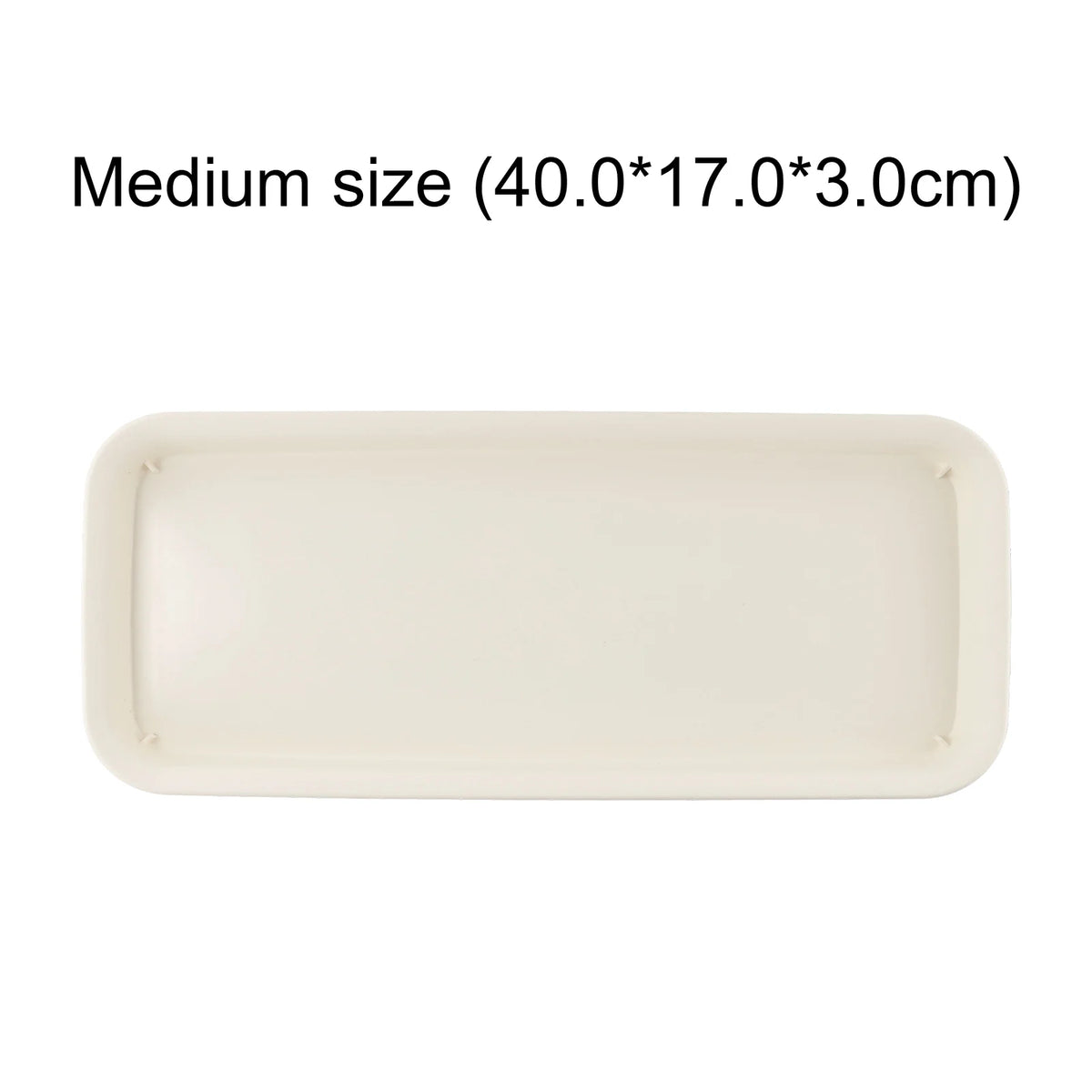 Rectangular plastic water tray, light beige with low sides