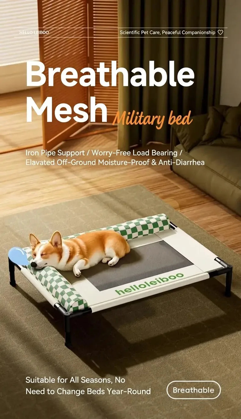 New Style Raised Mesh Cat Dog Off-The-Ground Pet Bed Removable And Washable Breathable Pet Sofa Moisture-Proof With Pilloww