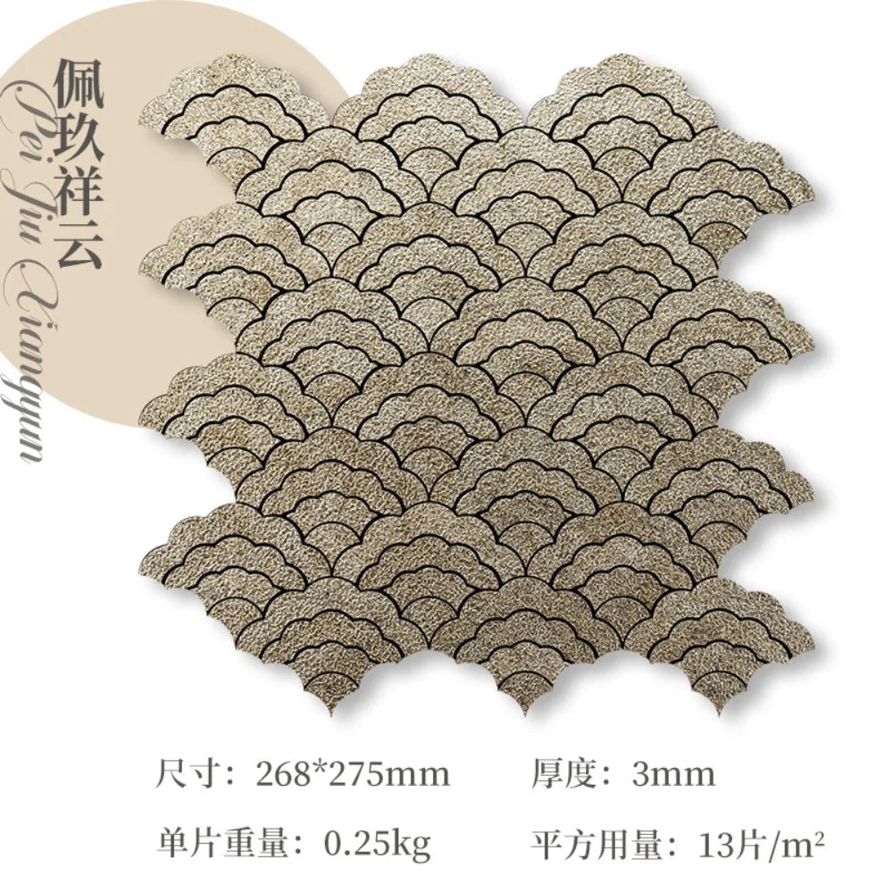 Gold cloud-scale self-adhesive wall sticker, 268x275mm, 3mm thick