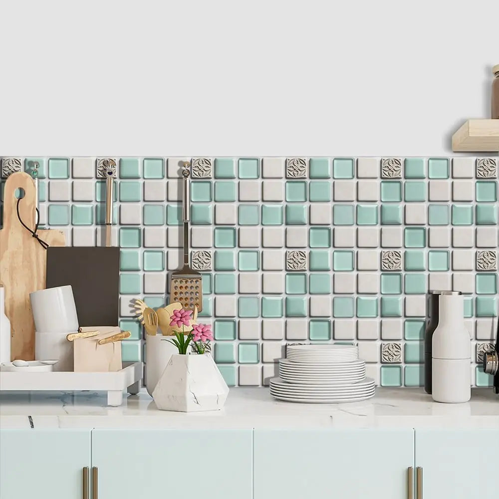 10Pcs Mandala Pattern Backsplash Tile Stickers Multicolor Design Waterproof Peel and Stick Tile Removable Self-Adhesive