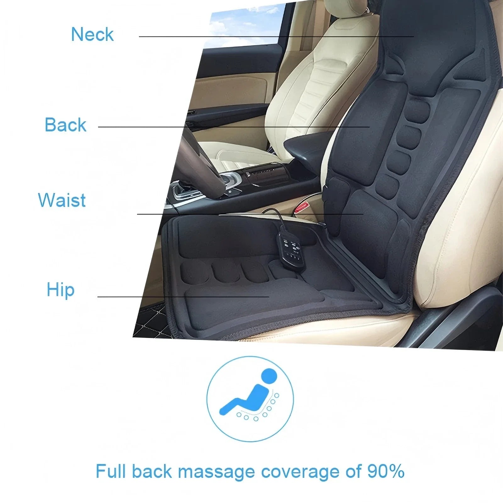 Massage Seat Cushion with Heat for Deep Tissue Muscle Relief - Tidesmit Massage Cushion Tidesmit
