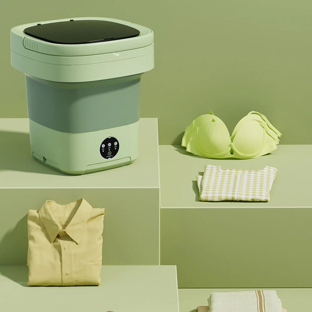 Tidesmit 6L 11L ultrasonic portable folding washing machine with spin dryer bucket for travel laundry and underwear