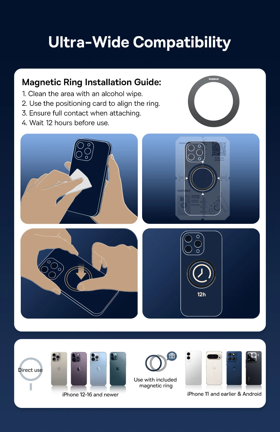 Magnetic Car Phone Holder | Silver 360 Rotation MagSafe Compatible Mount Tidesmit
