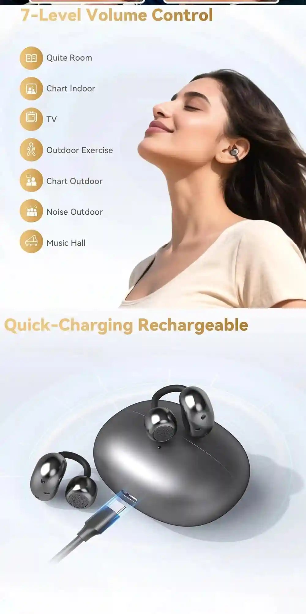 Wireless Headphones - 72H Play Time & Low Latency Black Model Tidesmit