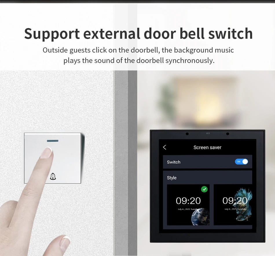 TUYA Smart Home Audio In Wall Amplifier WiFi Bluetooth Music Sound Control Panel Touch Screen Android 11 System Ceiling Speaker