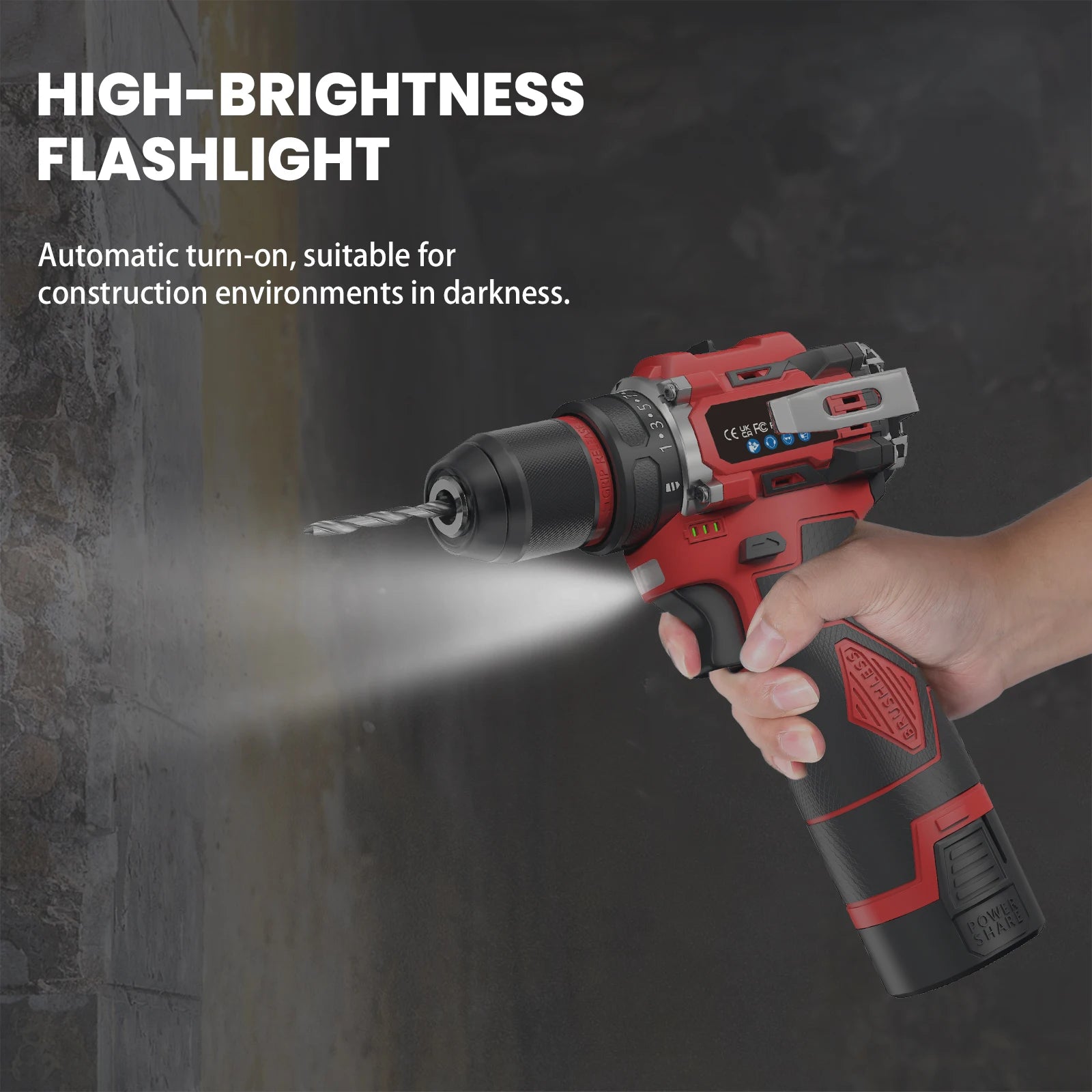 3-in-1 Brushless Electric Screwdriver 80Nm Torque Cordless Handheld Drill Impact Drill 16.8V Household Impact Power Tool