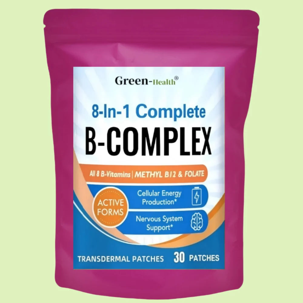 8-in-1 Complete B Complex Transdermal Patches Energy, Nerve, Blood Support – One Month Supply