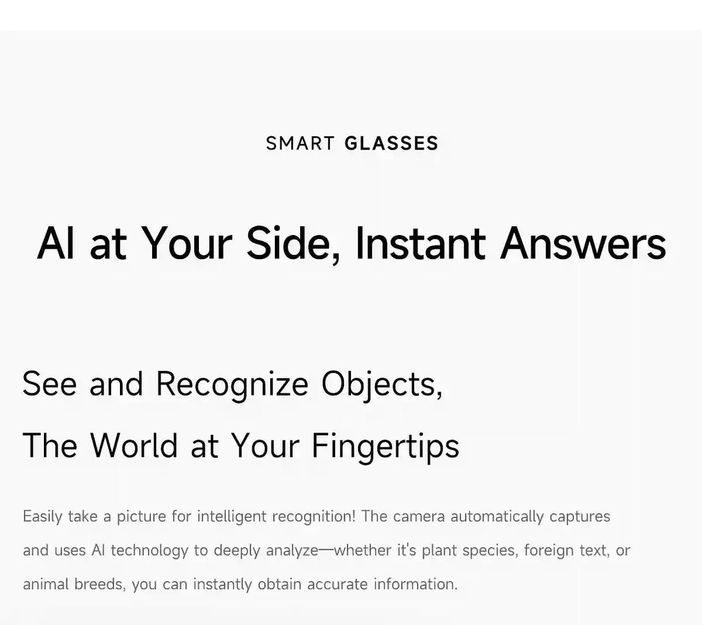 AI Smart Glasses with Real-Time Translation & HD Video Camera - White Tidesmit