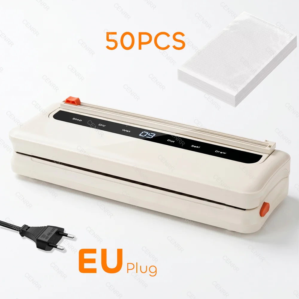 Electric vacuum sealer machine with 50pcs bag set and EU plug