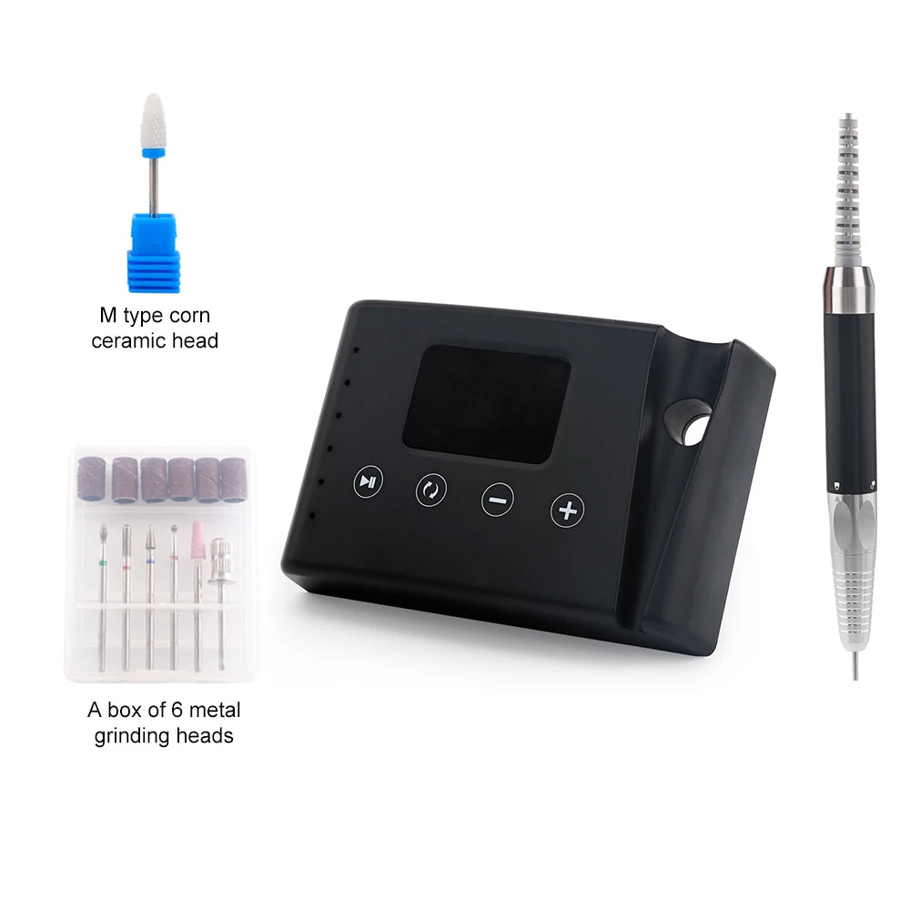 Brushless 35000RPM Portable 2-in-1 Electric Desktop Nail Drill Machine Drilling Manicure Nail Polisher 85w Powerful with Bit Set