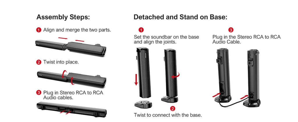 4.1 Channel Soundbar with Subwoofer - 200W Detachable Home Theater Tidesmit
