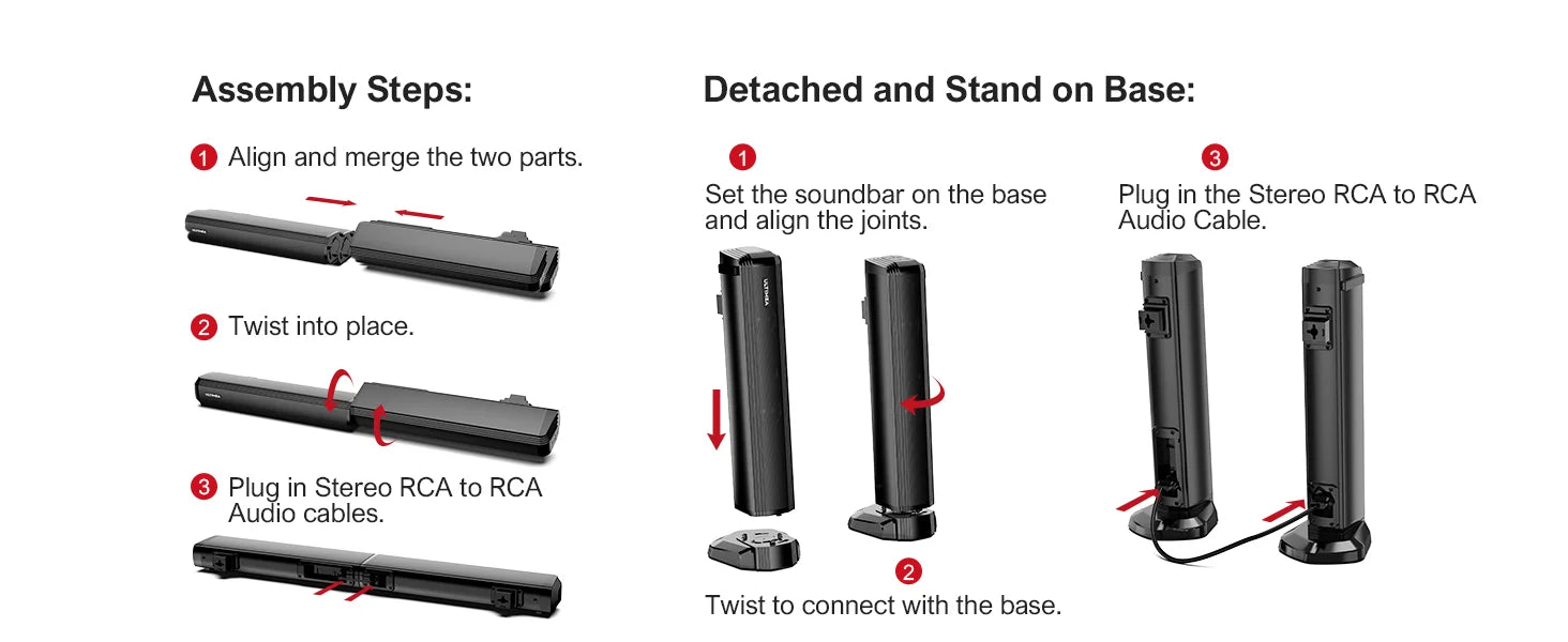 4.1 Channel Soundbar with Subwoofer - 200W Detachable Home Theater Tidesmit