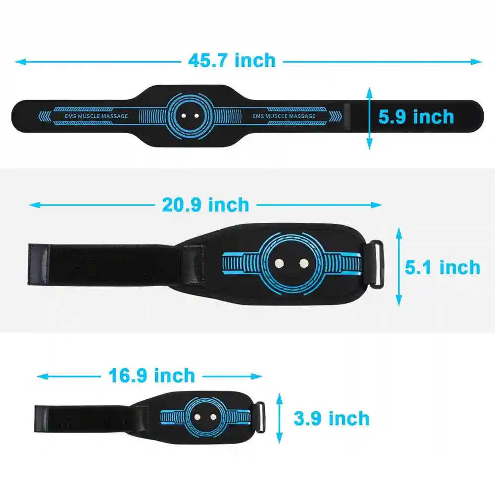 EMS Muscle Stimulator Belt | Rechargeable Electric Abdominal Trainer Massage Roller Tidesmit