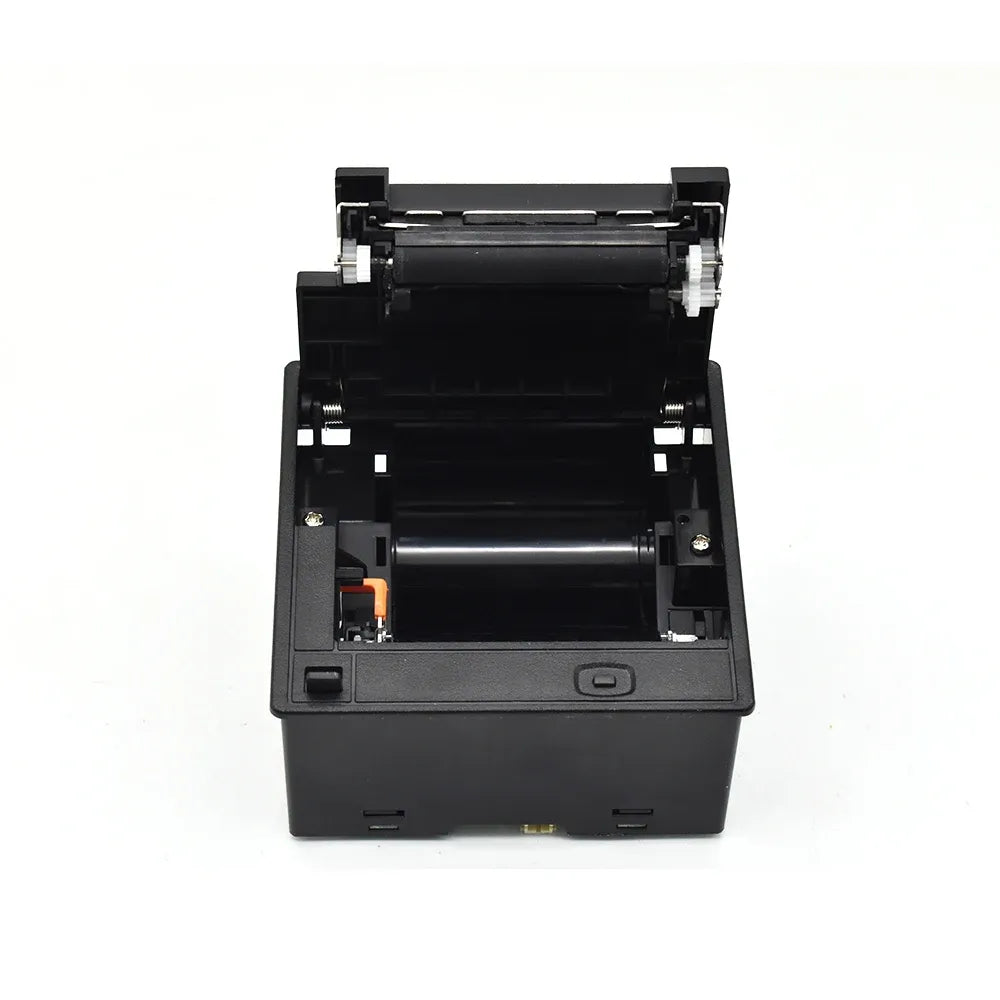 Embedded thermal label and receipt printer module with open print head