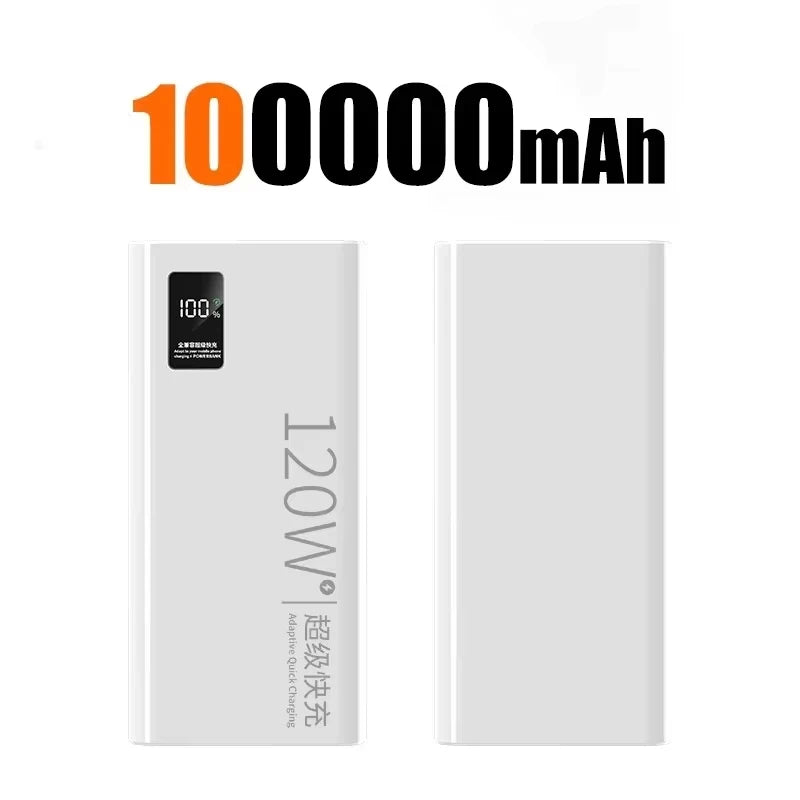 120W Fast Charging Power Bank 200000mAh | High Capacity Travel Battery White 100000mAh Tidesmit