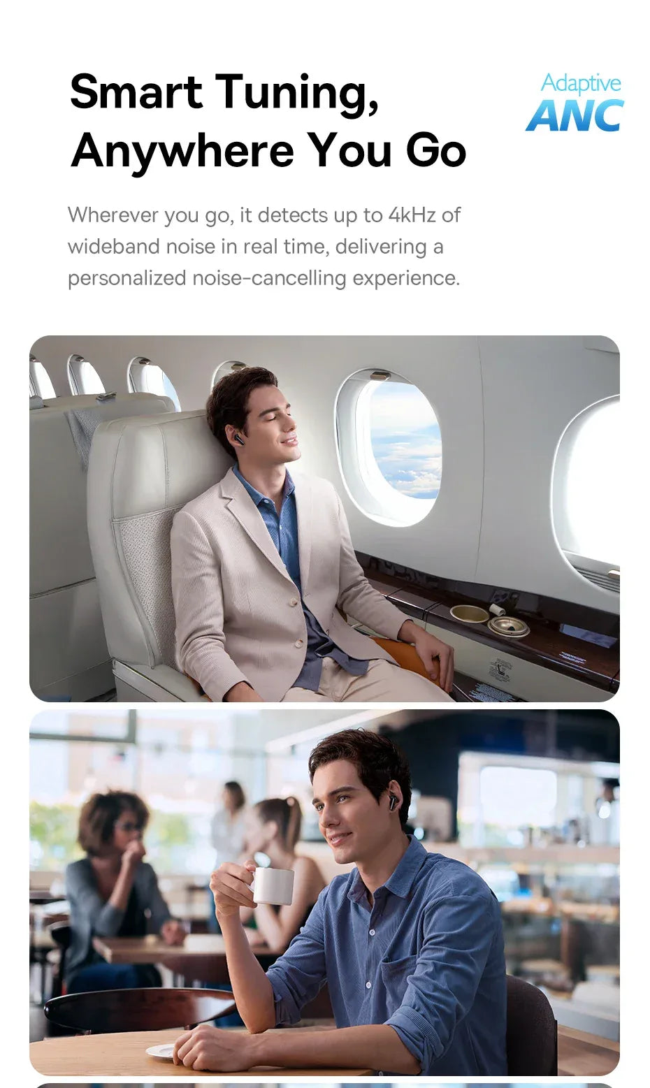 Baseus EP10 Pro ANC Earbuds Wireless Bluetooth 6.0 Earphones 50dB Realtime Adaptive Headphones 6 Mic Hi-Res LDAC IP55 Ear buds Tidesmit