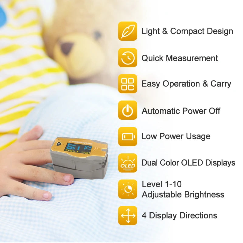 ChoiceMMed Medical Child Finger Pulse Oximeter SPO2 Blood Oxygen Monitor Pediatric Pulse Oxiometer Finger OLED Digital Oximetro