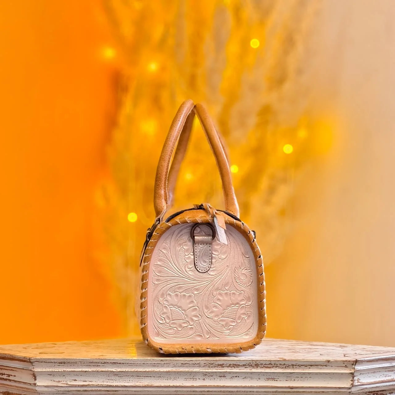 2026 Hand Tooling Florals Carved 100% Genuine Leather Mini Speedy Duffel Bag Luxury Designer Weekender Travel Handbags For Women