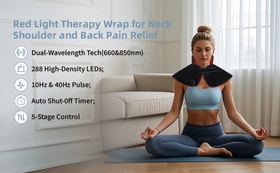 Red Light Therapy Neck Wrap - Dual-Chip LED Pad for Muscle Relief Massage Chairs Tidesmit